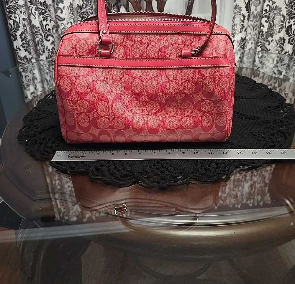 Coach Pink and White Signature Stripe Doctor Bag